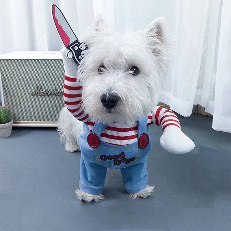 Funny Pet Costume | Halloween Knife-Wielding Outfit