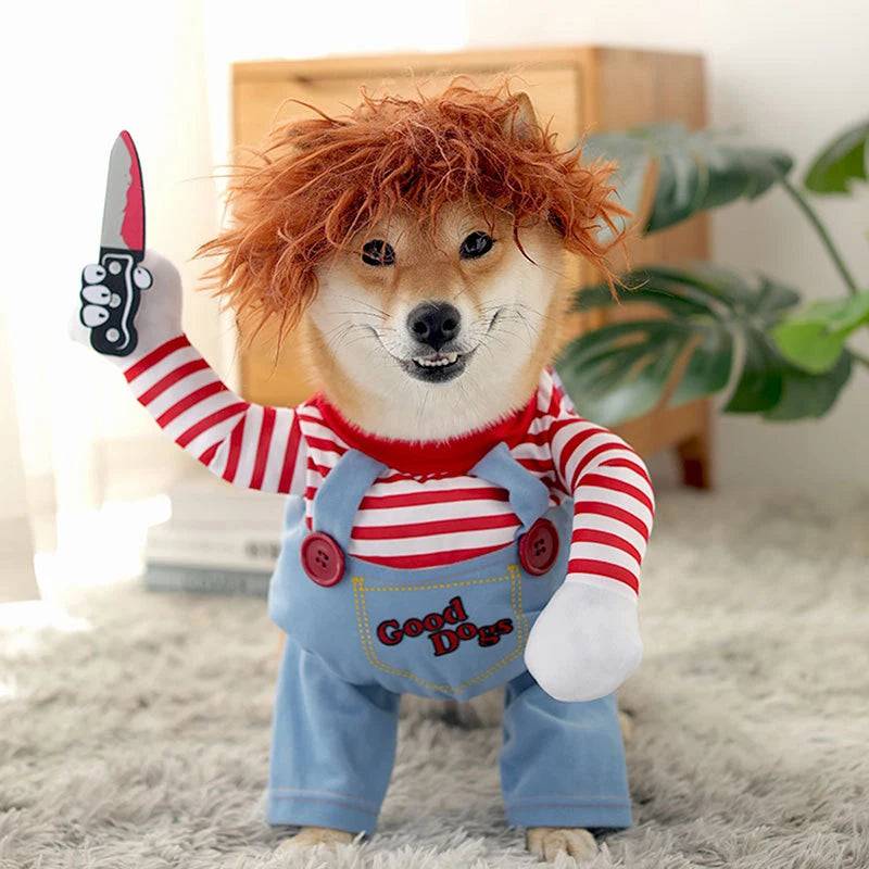 Funny Pet Costume | Halloween Knife-Wielding Outfit