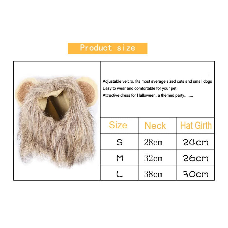 Pet Cosplay Hat | Lion Mane Wig
