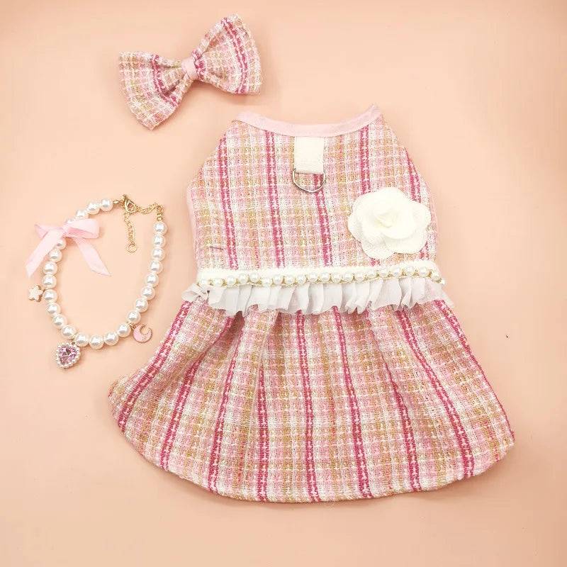 Cute Cat Skirt & Pearl Necklace Set | Party Outfit for Kittens